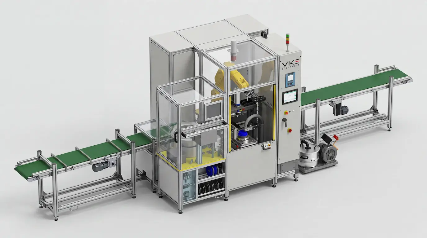 Füge-Pressanlage mit Handling-Roboter und Bandzuführung